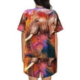 thumbnail image 3 of Lsque Oil Paintings of Elephants Women's Short-Sleeved Pajama Set - 2 Piece Soft and Lightweight Sleepwear Set-3X-Large, 3 of 9
