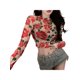 thumbnail image 4 of VISgogo Mujeres Moda Salvaje Crop Tops Retro Estampado floral Camiseta de manga larga Primavera Otoño Cuello redondo Slim Fit Tops Streetwear VISgogo  moda, 4 of 9
