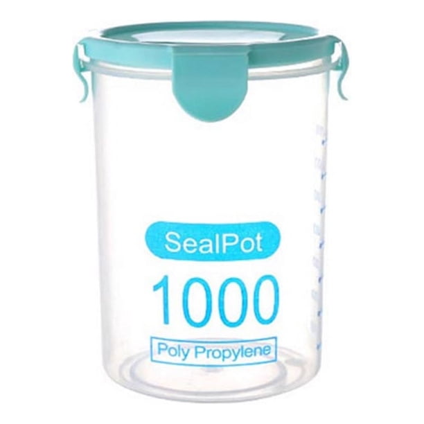 Latas de plástico para almacenamiento de granos, tanque de almacenamiento de alimentos frescos transparente para cocina con tapa, latas selladas para mantenimiento fresco de alimentos, rendimiento sólido