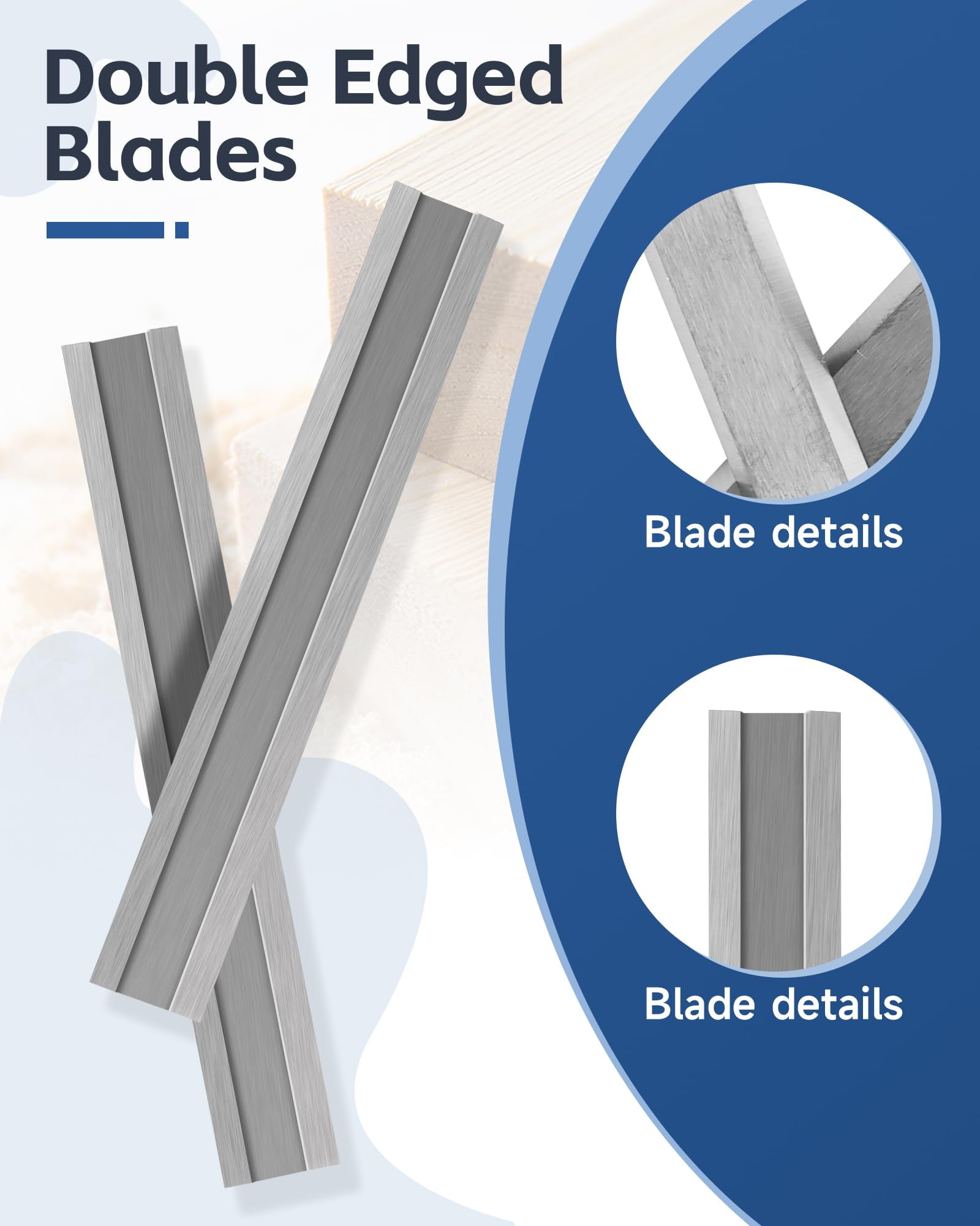 2.5" Carbide Paint Scraper Blades, Double-Edged Reversible Replacement Tungsten Steel Blades, Fit for 2.5in scraper, for Removing Paint, Wood, Glue and Grout - 4pcs