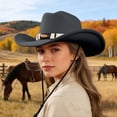 thumbnail image 1 of Chapeau de Cowboy Western Classique Mode Chapeau Jazz pour Extérieur Usage Quotidien à Travers les Saisons Style Occidental Discret, 1 of 7
