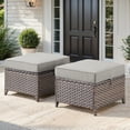 thumbnail image 2 of POCASSY Wicker Outdoor Ottoman, Patio Footstools with All Weather Brown Wicker and Polyester Olefin Cushion, 250lbs Load Capacity for Balcony, Garden, Pool, Brown/Gray, 2 of 6