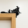 thumbnail image 5 of Witch Riding Broom Halloween Door Sign Stickers Head Turning Decor, 5 of 7