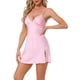 thumbnail image 4 of Noche de seda inspiradora para mujeres, vestido de encaje sexy, vestido de satén, ropa de dormir sin mangas, lencería chemise M rosa, 4 of 6