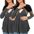 thumbnail image 1 of Haut de Maternité et d'Allaitement à Manches Longues, Col Rond, à Blocs de Couleur, Chandail d'Allaitement Confortable, Blouse de Grossesse pour Femmes, 1 of 7