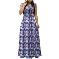 thumbnail image 2 of TIANEK Women Dresses Short Sleeve Floral Maxi Party Dress Slim Long Women Dresses, 2 of 5