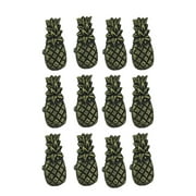 Set of 12 Distressed Antique Brass Finish Cast Iron Pineapple Drawer Pulls