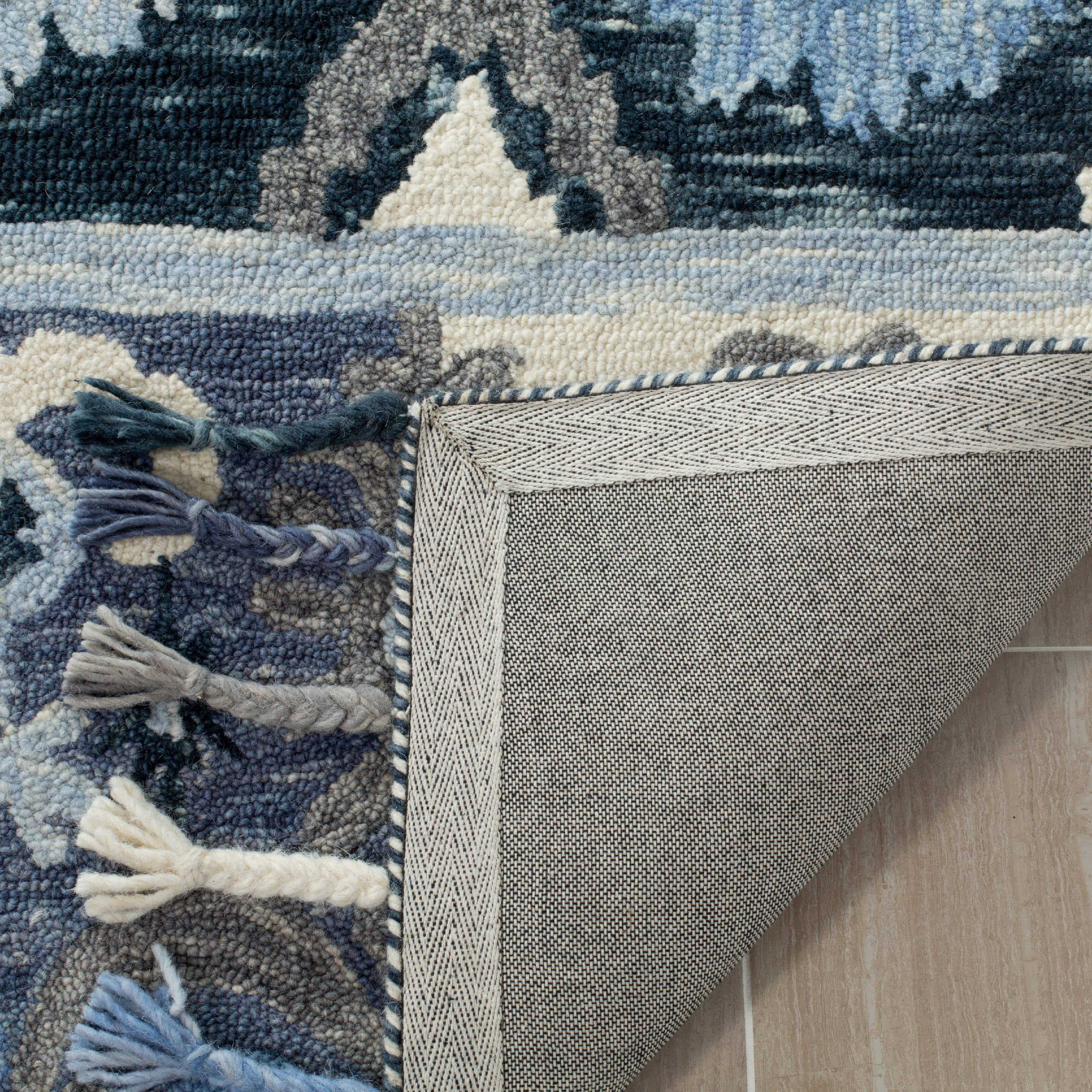 SAFAVIEH Suzani Audra Southwestern Wool Area Rug, Blue/Ivory, 8' x 10'