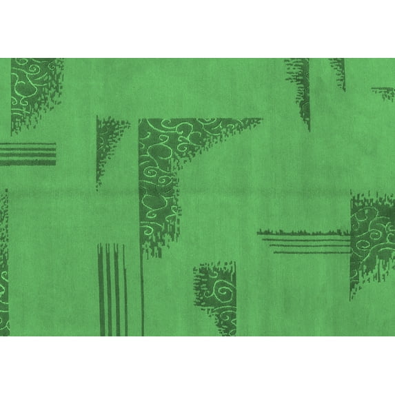 Ahgly Company Indoor Rectangle Abstract Emerald Green Modern Area Rugs, 2' x 3'