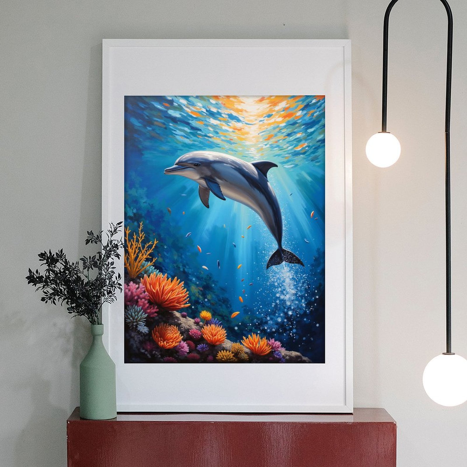 Diamond Art Kits for Adults - 5d Dolphin Ocean Coral Reef Serenity Diamond Painting for Adults, Diamond Art for Adults Beginners, Diamond Painting Kits for Adults for Home Wall Decor