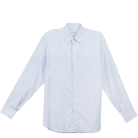 Brioni Chemise Décontractée pour Homme à Carreaux Bleu / Blanc à Manches Longues Boutonnée - TG