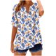 thumbnail image 3 of TaTaai Womens Casual V-Neck Button Shirt Short Sleeve Printed Blouse Loose Fit Non Positioning Print Linen Feel Soft Comfortable Top for Summer Daily Gift, 3 of 5