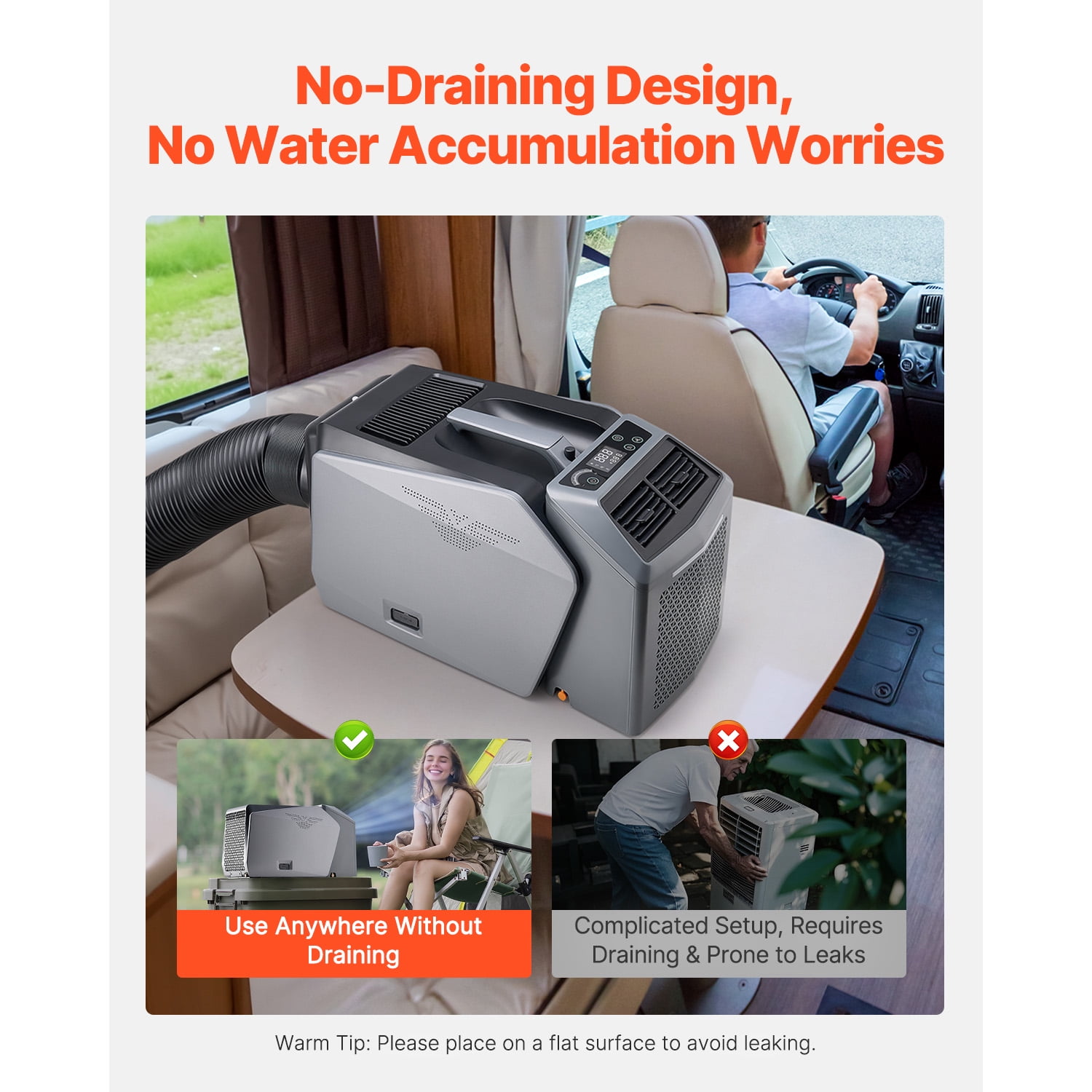 KFFKFF Mobile Air Cooling System, 5000 BTU Tri-Speed Climate Control Device with 24H Scheduler, Air Mobile AC Tunable from 16-32℃, Harmonious with AC/DC for External Tent Camping