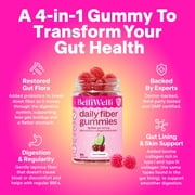 BelliWelli Daily Fiber Gummy Supplement with Probiotics, and Collagen - Cherry Limeade 64 Count
