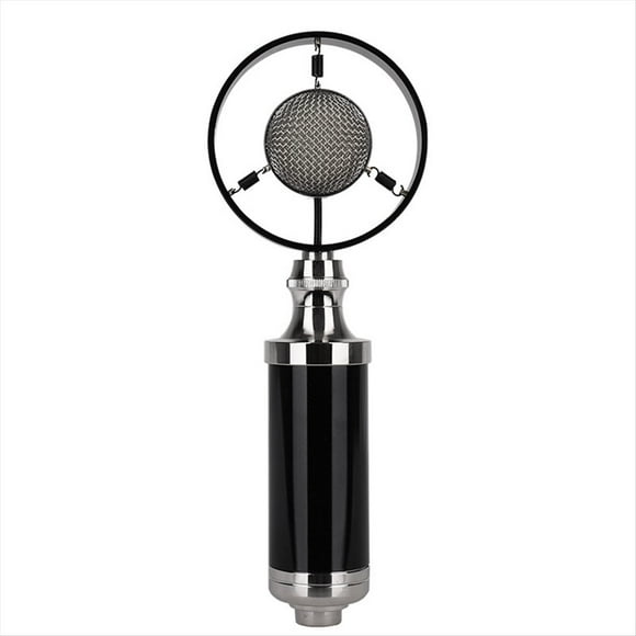 Professional Condenser Wired Vintage Recording Studio Microphone for Live Broadcast Black,1 x Microphone 1 x cable,Black
