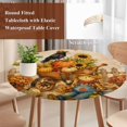 thumbnail image 5 of Round Table Cover 55-60 Inch Thanksgiving Waterproof Reusable Table Cloth Round Fitted Vinyl Tablecloth with Elastic Edged for Parties Outdoors, Fall Harvest Punpkin Maple Leaf Farmhouse, 5 of 9