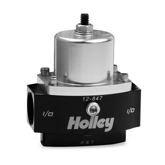 Holley 12-847 Dominator 10AN Inlet/Outlet 8AN Return 4.5-9 PSI Adjustable Billet Fuel Pressure Regulator, Black Anodized