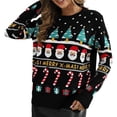 thumbnail image 2 of Suéter de Punto de Papá con Cuello Redondo y Larga para Mujer, Suéter Navideño Feo, Top Azul Marino M, 2 of 7