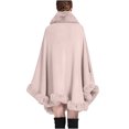 thumbnail image 4 of Xfvqtps Women Cape Faux Fur Collar Plush Edge Cloak Open Front Solid Color Large Size Loose Thickened Windproof Coldproof Warm Winter Long Coat Pink, 4 of 9