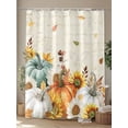 thumbnail image 4 of Boho Fall Thanksgiving Shower Curtain, Orange White Teal Blue Pumpkins Leaves Bathroom Decor Curtains Set with Hooks, Waterproof Fabric Home Accessories， Stall 48 X 72 Inch, 4 of 6