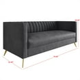 thumbnail image 6 of Home Design Weiss Velvet Square Arm Sofa with Channel-Tufted Back and Gold Metal Legs, Modern Upholstered Living Room Seating, Dark Gray, 6 of 6