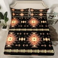 thumbnail image 2 of Homewish Black Brown Aztec Twin Sheet Sets 3pcs, Bohemian Geometric Twin Fitted Sheet, Rustic Lodge Cabin Farmhouse Flat Sheet, Lightweight Room Decor, 2 of 7