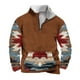 thumbnail image 2 of Sudadera sin capucha para hombre, informal, a la moda, con cuello alto, estampado étnico, cremallera, jersey de manga larga, blusa de poliéster para hombre, 2 of 5