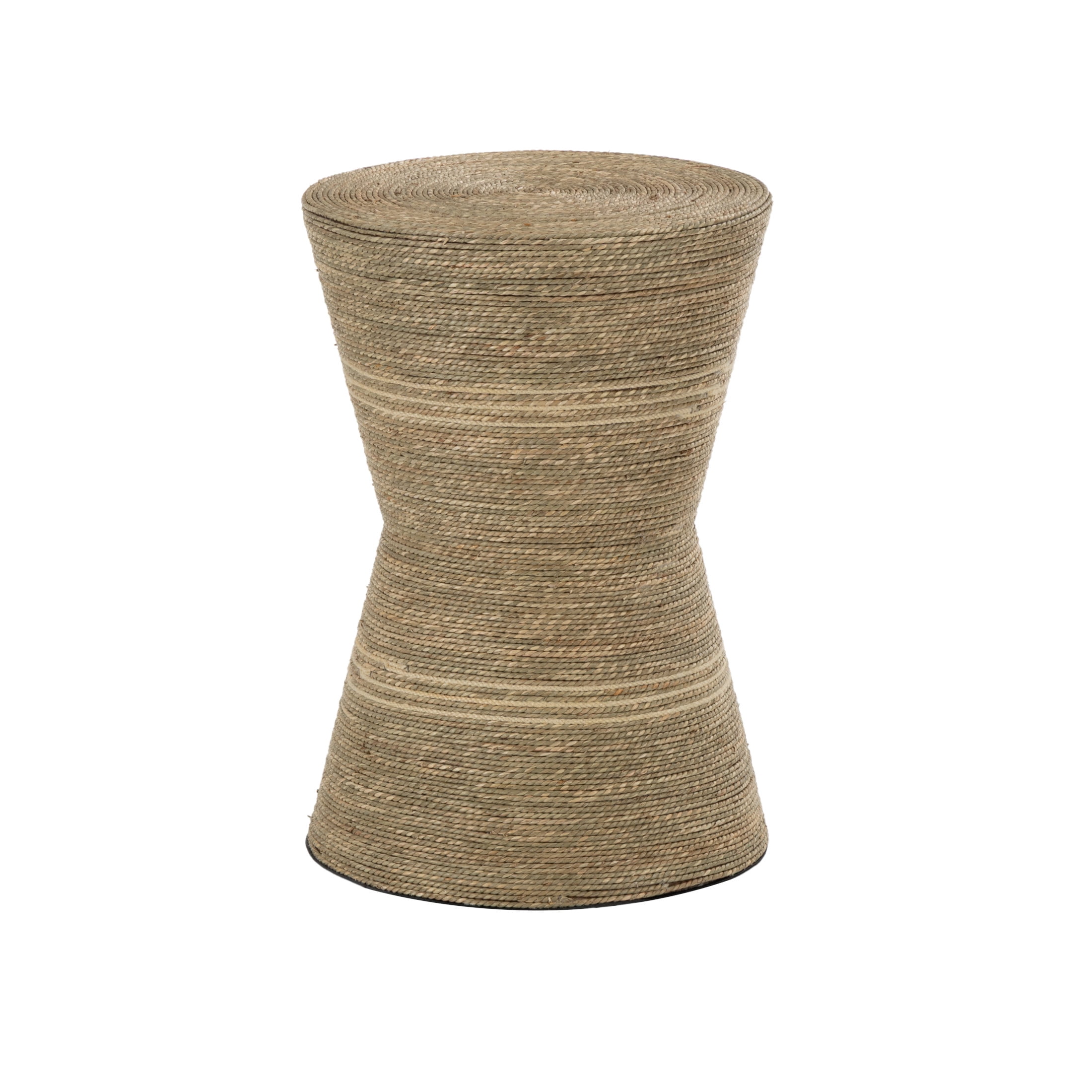 DecMode 14" x 20" Brown Seagrass Handmade Woven Accent Table with Hourglass Shape, 1-Piece