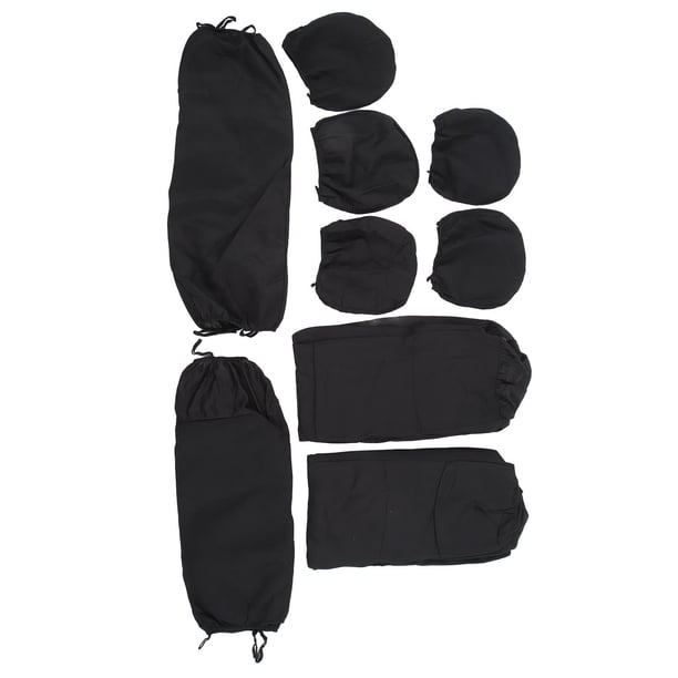 Juego completo de fundas para asientos de coche, funda de asiento de tela suave y transpirable, ajuste universal para coches, color negro
