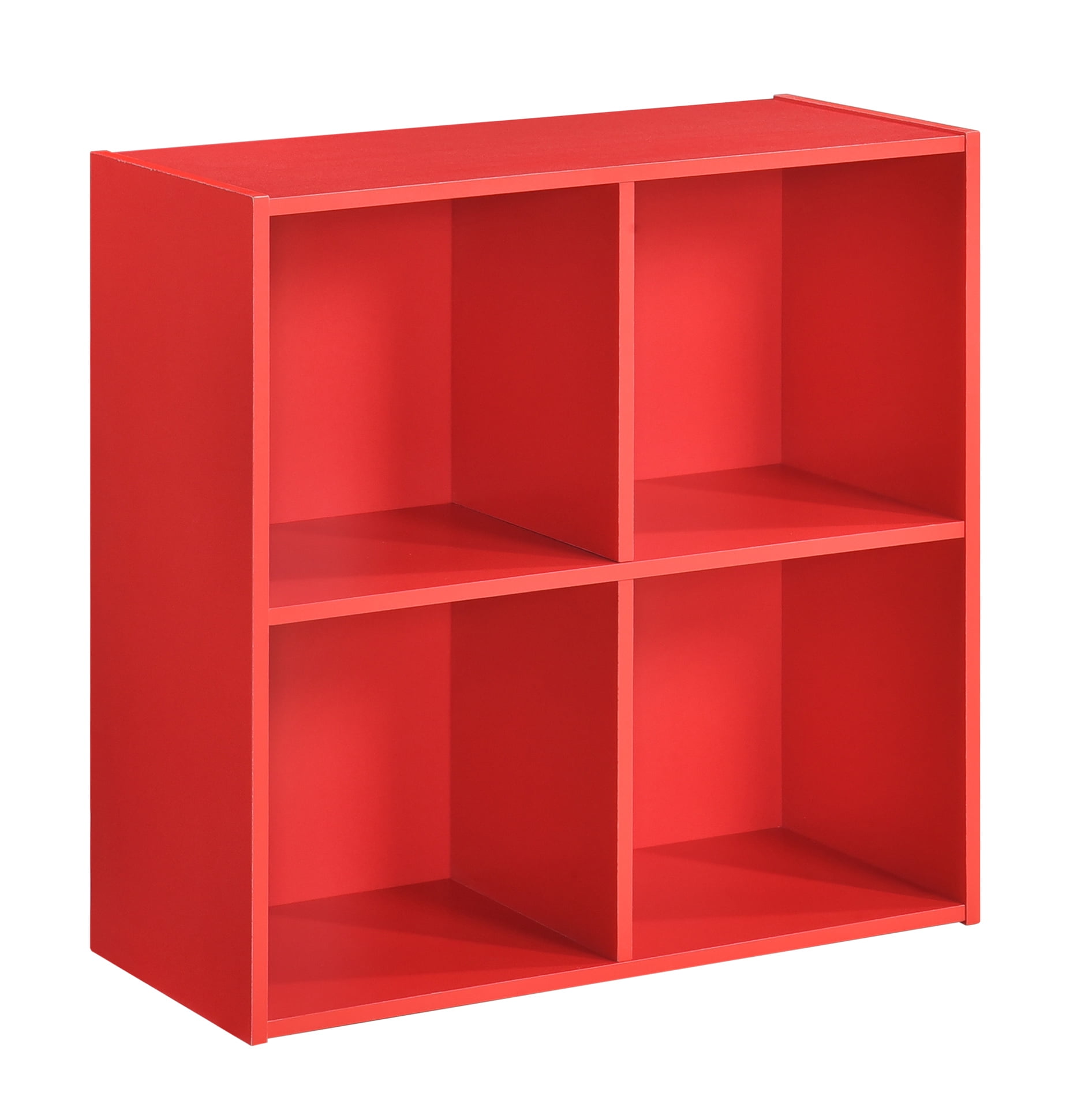 Kings Brand Furniture - 4 Cube Storage Organizer Book Shelf, Toy Storage Organizer for Playroom, Bedroom, Nursery School, Red