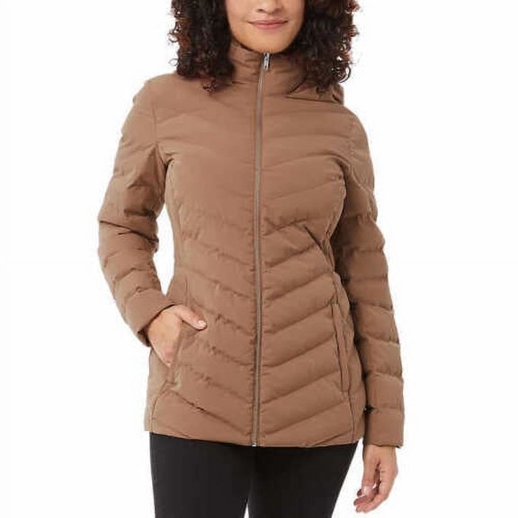 32 Degrees Ladies' Power Stretch Hooded Jacket (Cognac, Large)