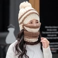 thumbnail image 3 of 4PCS Womens Winter Warm Knit Beanie Hat Touchscreen Gloves Scarf Mask Set with Fleece Lined Skull Caps Neck Scarves, 3 of 5