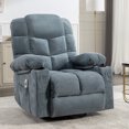 Swivel Rocker Recliner, LEGAHOME Small Rocking Recliner with Heat and Massage, Manual Glider Recliner Nursery Chair, 360° Swivel & 30° Rocking, 22.8in Wide Seat, with Cup Holder, Blue