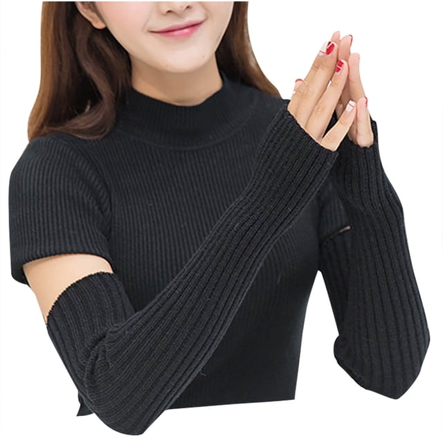 Women's Winter Fashion Knitted Warm Half Finger Opening Finger Arm Cover Gloves
