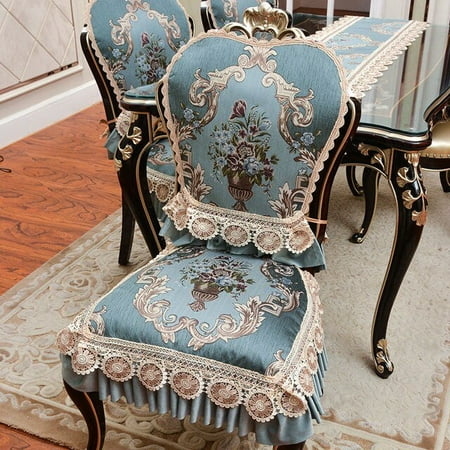 

ASWMXR European Dining Chair Cushion Lace Jacquard Seat Cover Anti-slip Seat Cushion Chair Cover Luxury Banquet Table Runner Tablecloth