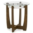 thumbnail image 1 of Costway 1 PCS 24" Round Side Table Glass End Table with Tempered Glass Top Cross Walnut, 1 of 10