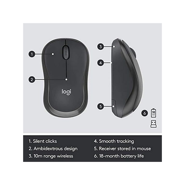 Logitech Wireless Mouse Keyboard Combo with SilentTouch Technology, Full Numpad, Advanced Optical Tracking, Lag-Free 90% Less - Graphite - Walmart.com
