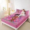 thumbnail image 3 of Castle Fairy Glamorous Afro Woman Bed Sheets 4-Piece,Glitter Pink Lavender Flower Full Size Sheets,Pink Purple,1 Fitted Sheet, 1 Flat Sheet and 2 Pillowcases, 3 of 6