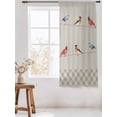 thumbnail image 3 of Sheer Curtains 63 Inch Length, Christmas Cardinal Semi Sheer Curtains Light Filtering Window Treatment, Vintage Winter Birds Brown Plaid Privacy Voile Drapes for Living Room Bedroom 52x63 Inch, 3 of 7
