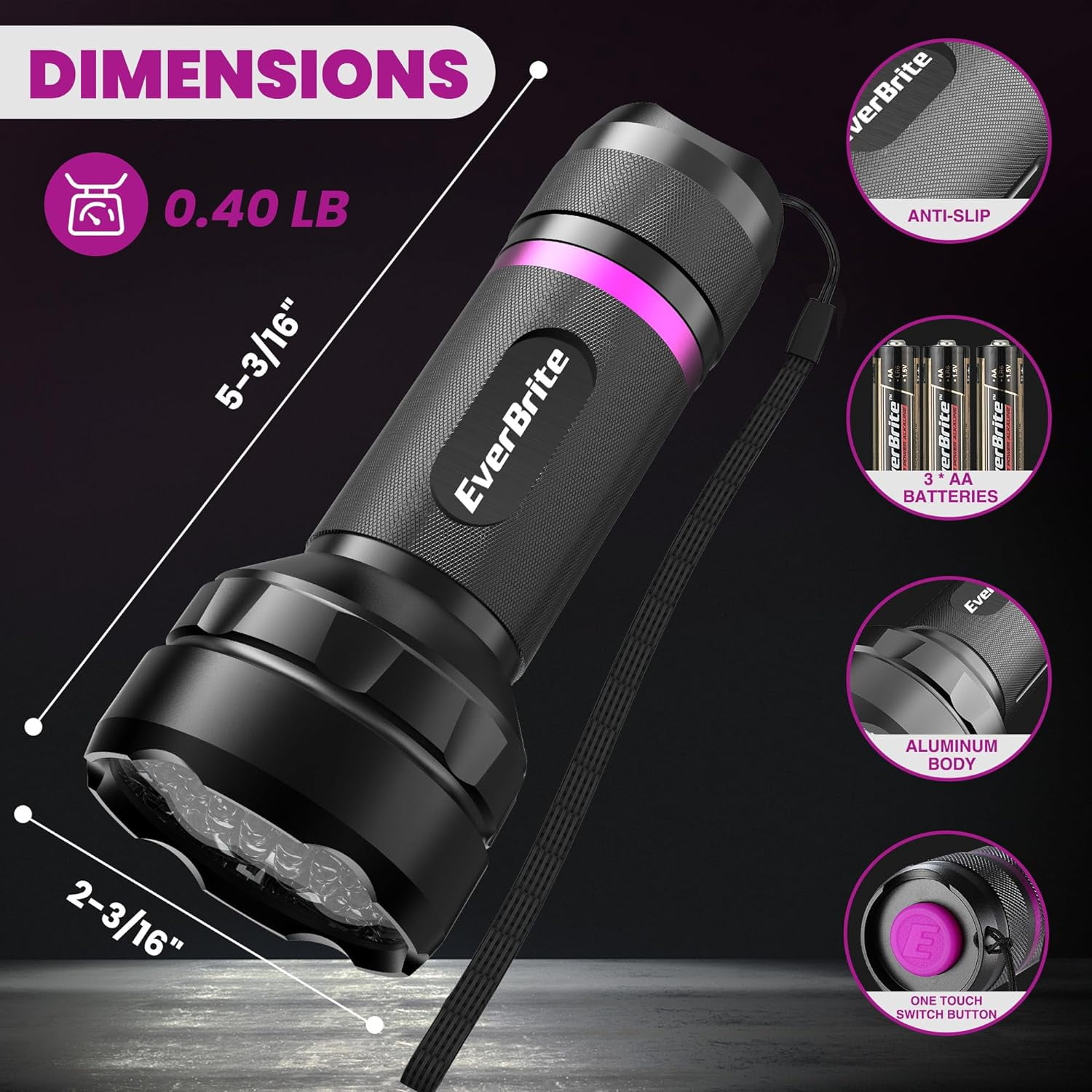 EverBrite 2-in-1 UV and White LED Flashlight, Dual Light