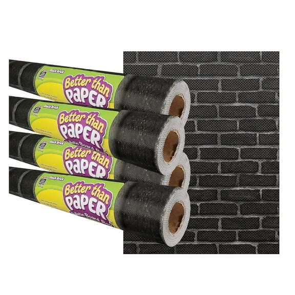 Exlonjet Better Than Paper Bulletin Board Roll, 4' X 12', Black Brick, 4/Pack (Tcr32431)