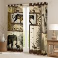 thumbnail image 2 of Homewish Jungle Elephant Deer Blackout Curtains Set of 2 (52x84 Each), Rustic Leopard Cheetah Window Curtains, Vintage Farmhouse Curtains and Drapes, Living Room Curtains Decor, 2 of 5
