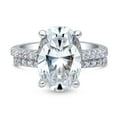 thumbnail image 2 of BERRICLE Sterling Silver Solitaire Wedding Engagement Rings 5.5 Carat Oval Cut Cubic Zirconia CZ Ring Set for Women, Rhodium Plated Size 5.5, 2 of 13