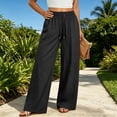 thumbnail image 4 of CHGBMOK Plus Size Pants for Women Elastic Waisted Drawstring Lightweight Wide Leg Pants Casual Loose Fit Gym Workout Trousers with Pockets, 4 of 8