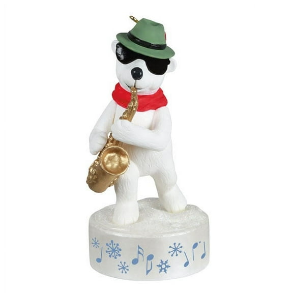 Hallmark QGO2402 Stylin' Saxophone Bear Musical 2021 Ornament