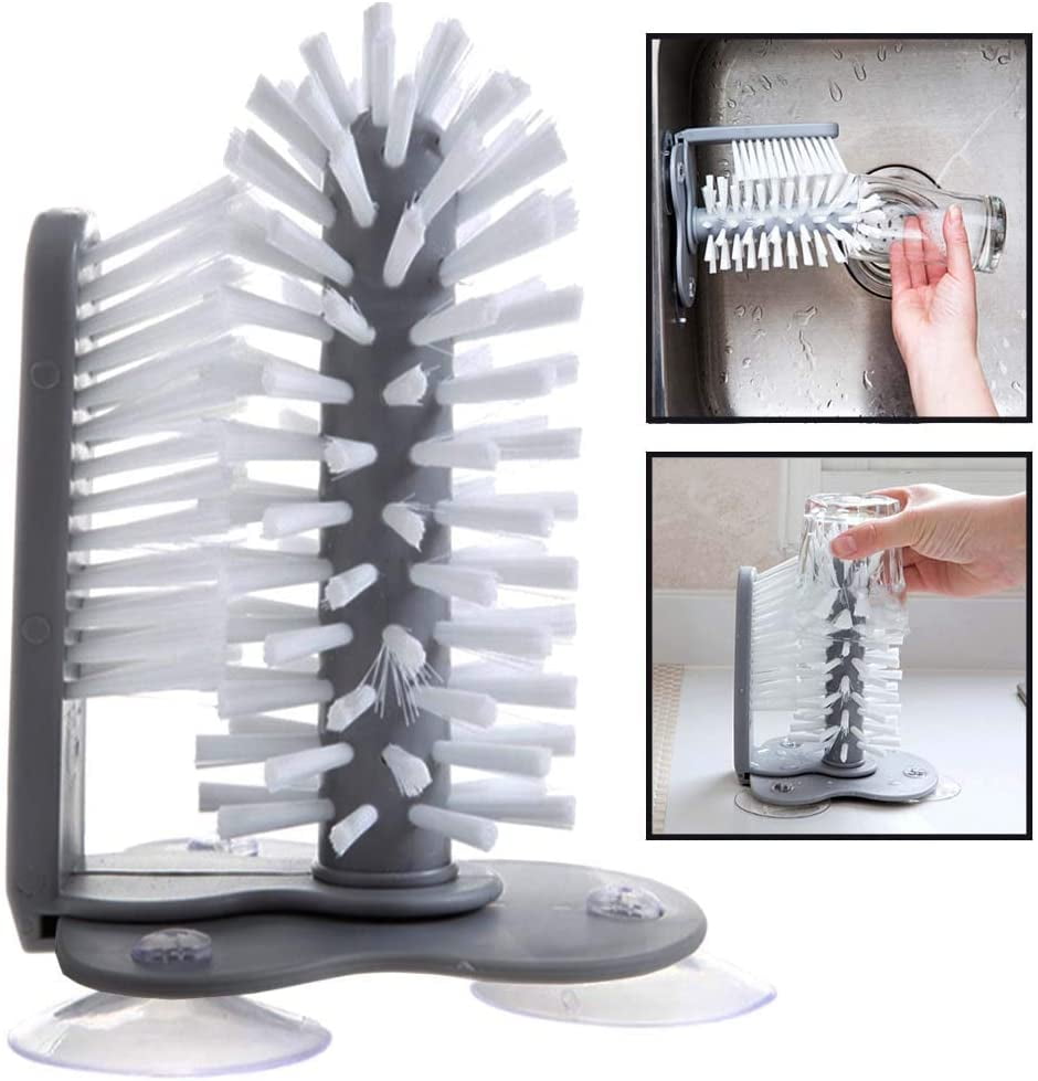Glass Washer Cleaner Wall-washing Cup Brush with New Double Sided Bristle Brush