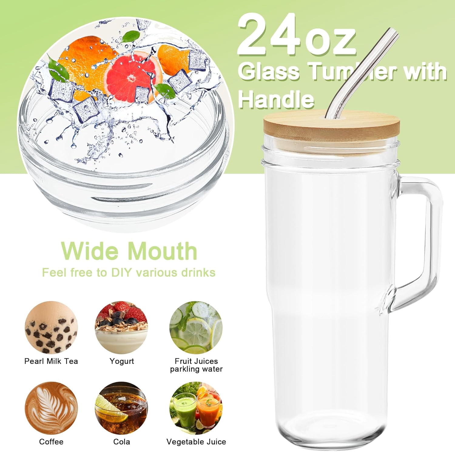 2-Pack 16 Oz Glass Boba Tea Cups With Lids & Gold Straws – Reusable Mason Jars For Smoothies