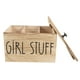 thumbnail image 3 of Organizador de toallas sanitarias para baño, organizador de productos femeninos, caja de almacenamiento para artículos de niñas, dispensador rústico de madera con tapa, accesorios de baño, 3 of 7
