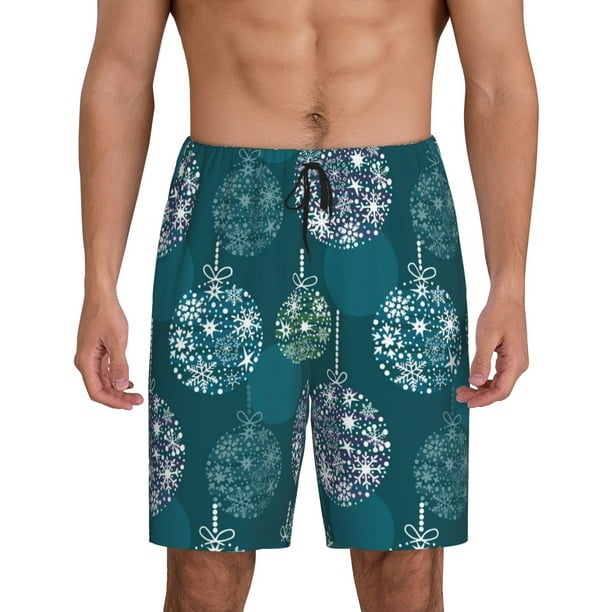 Fotbe whiter Snowflake balloons Pantalones Cortos de Pijama para Hombre, Ropa de Dormir, Pantalones de Pijama Cortos para Hombre-4X-Large