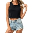 thumbnail image 3 of VBVC Women's Crew Neck Cropped Tank Tops , Ladies' Basic Casual Summer Sleeveless Shirts , Soft Stretchy Daily Layering Tees For Women,Black,S-2XL, 3 of 7